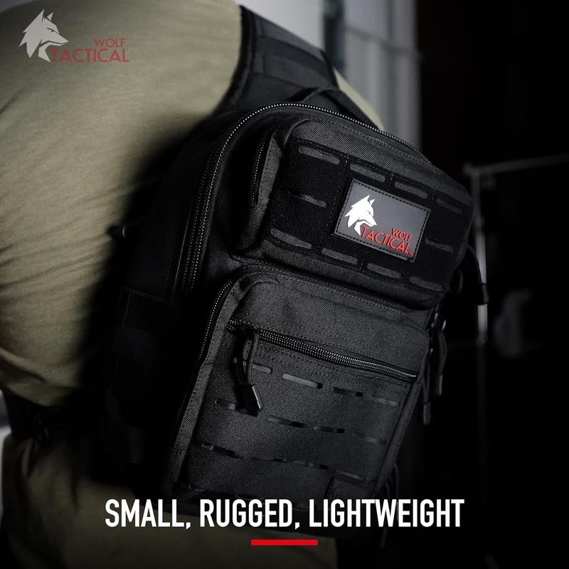 WOLF TACTICAL Men’s Sling Bag - EDC Concealed Carry, Lightweight, Laser-Cut MOLLE, Tan - Image 5